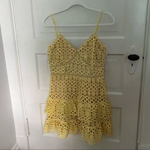 Lulus yellow lace dress, M